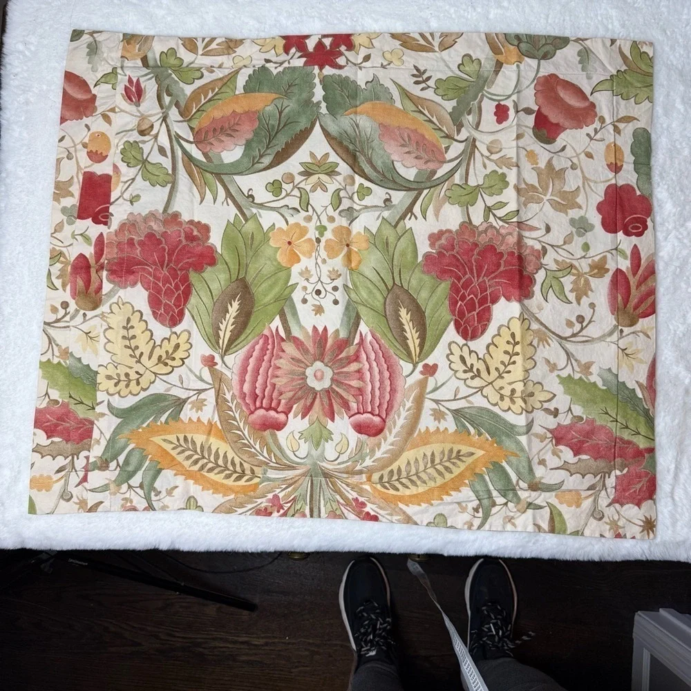 Pottery Barn Sham Courtney Large Floral Cream Sage Gold Red Just One Rare EUC